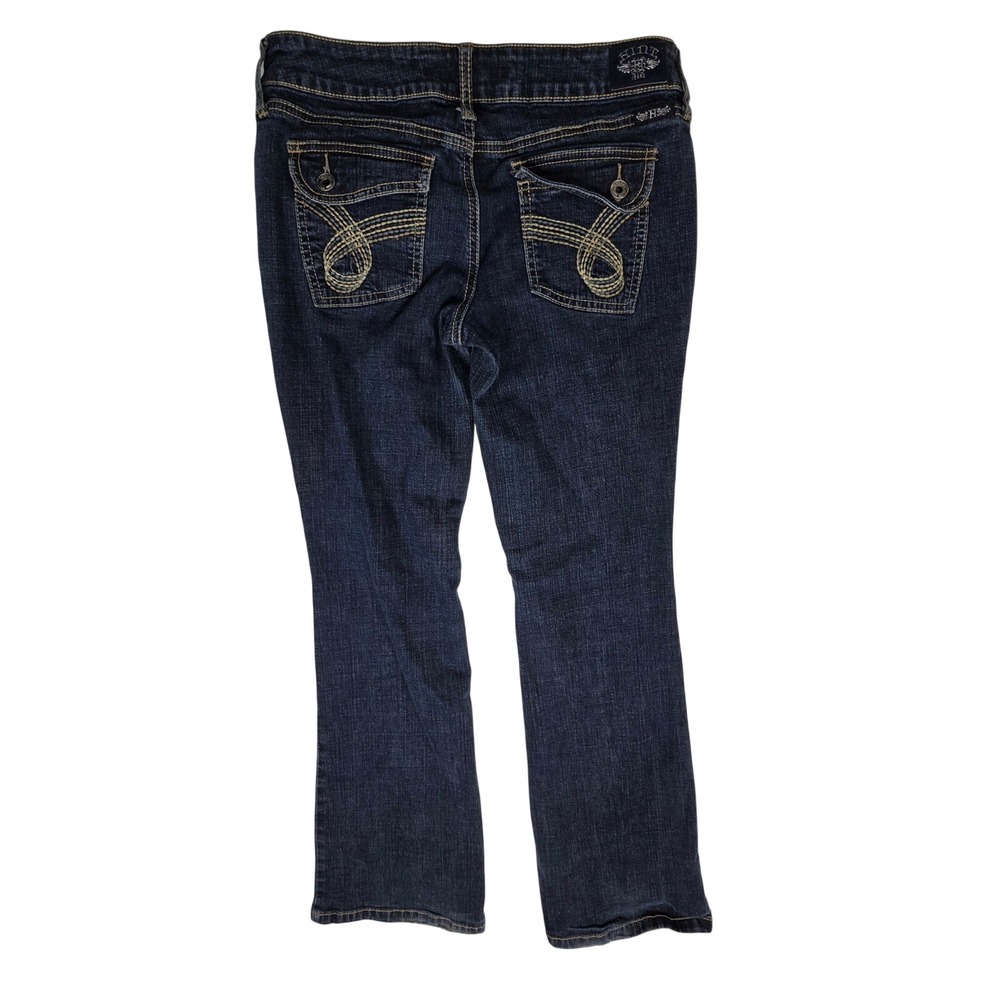 Hint Jeans Womens Size 9 Dark Wash Bootcut Embroidered Flap Pocket Denim Blue